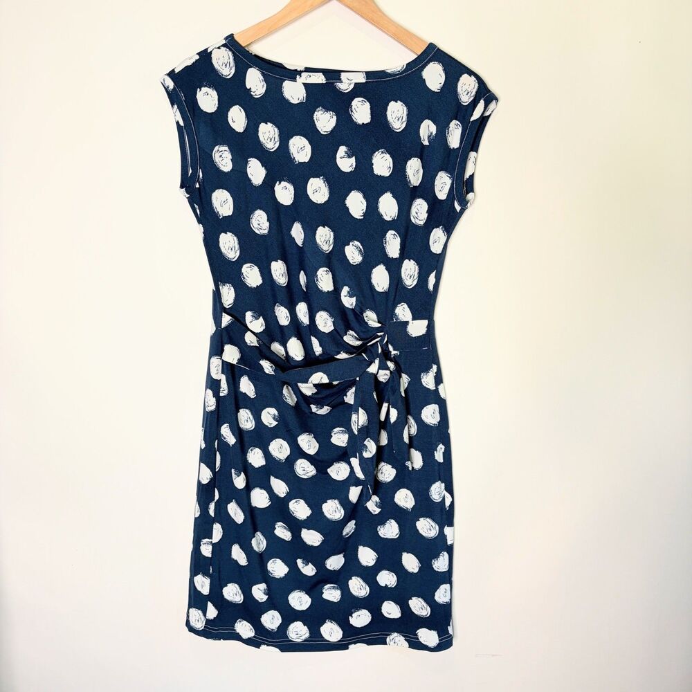 Diane Von Furstenberg Dress Polka Dot Old Navy Blue Faux Wrap Women Large